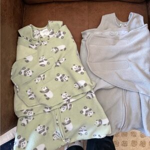 Halo Green Panda Print and Gray Sleep Sacks